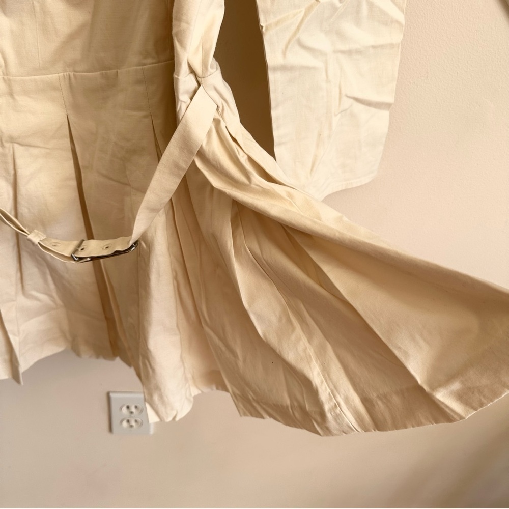 Reformation Luella Long Sleeve Square Neck Pleated Skirt Mini Dress Cream 12 NWT - Picture 8 of 15